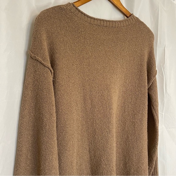 Women’s Brown Long Wide Sleeve Sweater Mini Dress Size Small - Picture 12 of 14